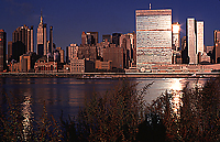 [Sunrise of Empire State Building and United Nations]